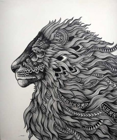 B/W LION